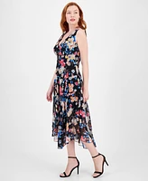 Connected Women's Floral Chiffon Asymmetric Midi Dress