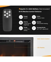 Skonyon Electric Fireplace in-Wall Recessed with Remote Control and Adjustable Color and Brightness-42 inches