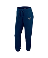 Wear by Erin Andrews Women's Navy Houston Texans Knitted Tri-Blend Long Sleeve T-Shirt Pants Lounge Set