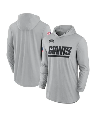 Nike Men's Gray New York Giants 2024 Salute to Service Lightweight Performance Long Sleeve Hooded T-Shirt