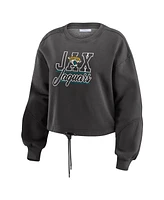 Wear by Erin Andrews Women's Black Jacksonville Jaguars Washed Fleece Long Sleeve T-Shirt Shorts Lounge Set