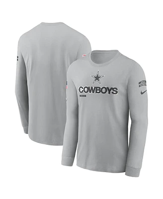 Nike Men's Gray Dallas Cowboys 2024 Salute to Service Long Sleeve T-Shirt