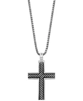 Effy Men's Black Rhodium Cross 22" Pendant Necklace in Sterling Silver