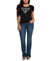 Guess Women's Short-Sleeve Shiny Triangle Logo T-Shirt