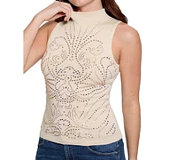 Guess Women's Calista Rhinestone Sleeveless Knit Sweater Top