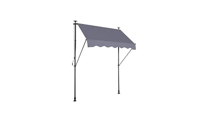 Slickblue Manual Retractable Awning 78'' Non-Screw Outdoor Sun Shade Cover with Uv Protection for Patio and Backyard