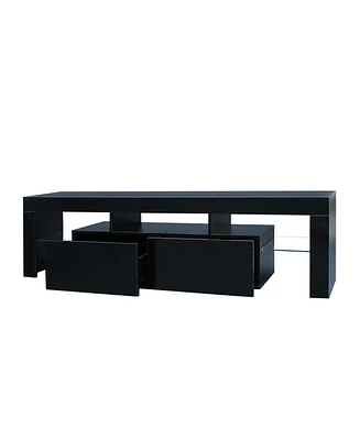 Slickblue Modern Black Tv Stand with 20-Color Led Lighting and Remote Control for Stylish Entertainment Setup