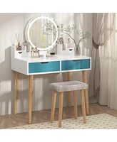 gaomon Vanity Desk with Stool, Makeup Vanity Desk with Touch Light Mirror