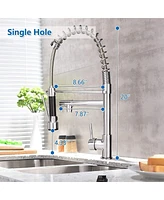 Slickblue Single-Handle Pull-Down Kitchen Faucet with 360° Swivel, Stainless Steel