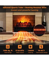 Sugift 26 Inch Electric Fireplace Heater with Remote Control and Realistic Lemonwood Ember Bed