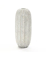 LuxenHome Modern Geometric Pattern Polyresin -Inch Tall Cylinder Vase