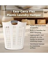 Gracious Living Easy Carry Flex 87 L Plastic Laundry Hamper, White (2 Pack)