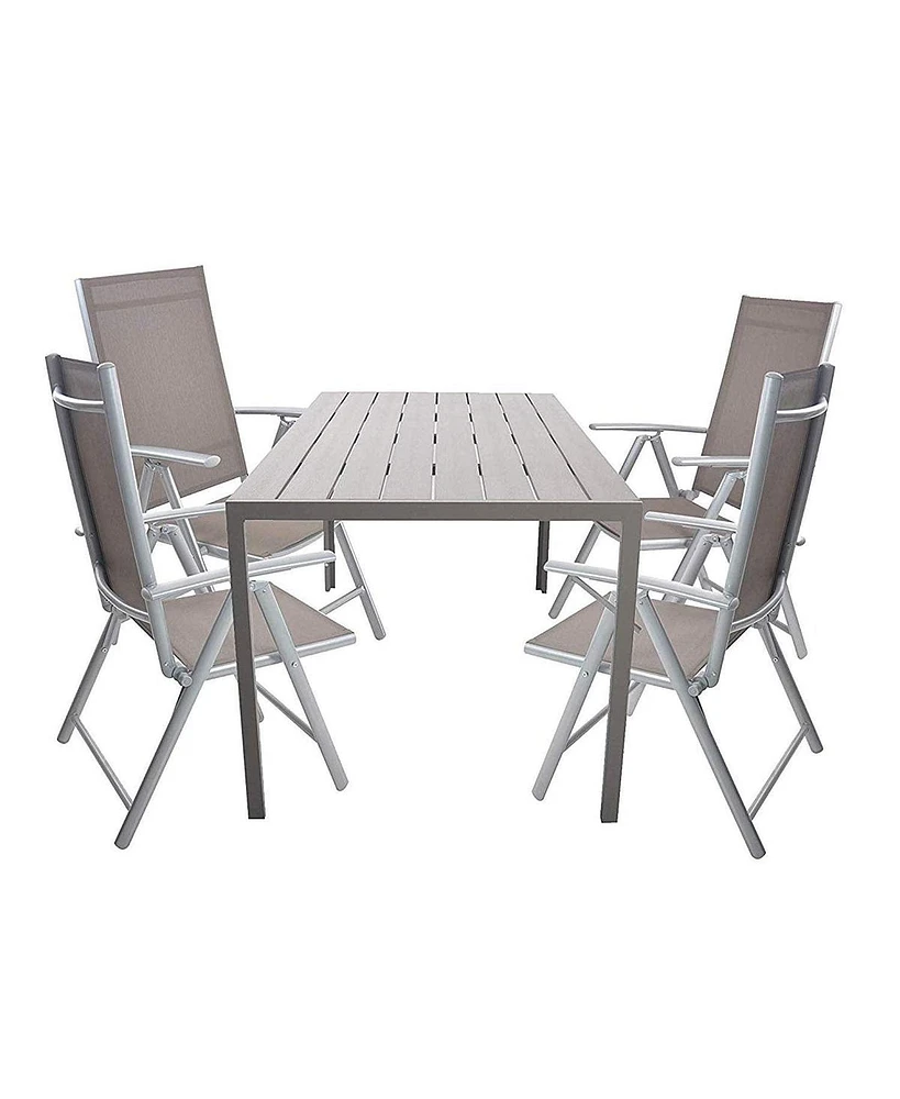 Slickblue Outdoor Dining Set Aluminum Table with 4 Folding Sling Back Chairs