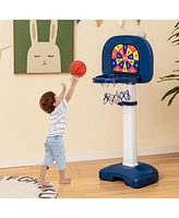 Gymax 4-In-1 Kids Adjustable Basketball Hoop Goal Toy W/Ring Toss Sticky Ball Golf Set