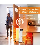 Sugift 1500W Oil Filled Radiator Heater with Remote Control 3 Modes 24H Timer