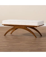 Baxton Studio Orella Japandi Cream Boucle Fabric and Walnut Brown Finished Wood Bench