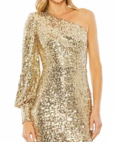 Mac Duggal Women's One Sleeve Sequin Mini Dress