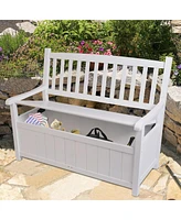 Slickblue Wooden Outdoor Storage Bench - Large Deck Box for Patio Garden and Porch