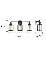Flynama 24 in. 3-Light Vanity Light with Clear Glass Shade