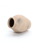 LuxenHome Rustic Brown Ribbed Terracotta 13.2-Inch Tall Urn Vase