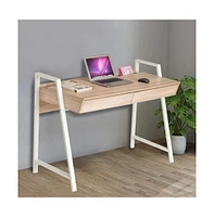 Slickblue Computer Desk Workstation Stylish Writing Desk with Two Drawers for Home Office Furniture