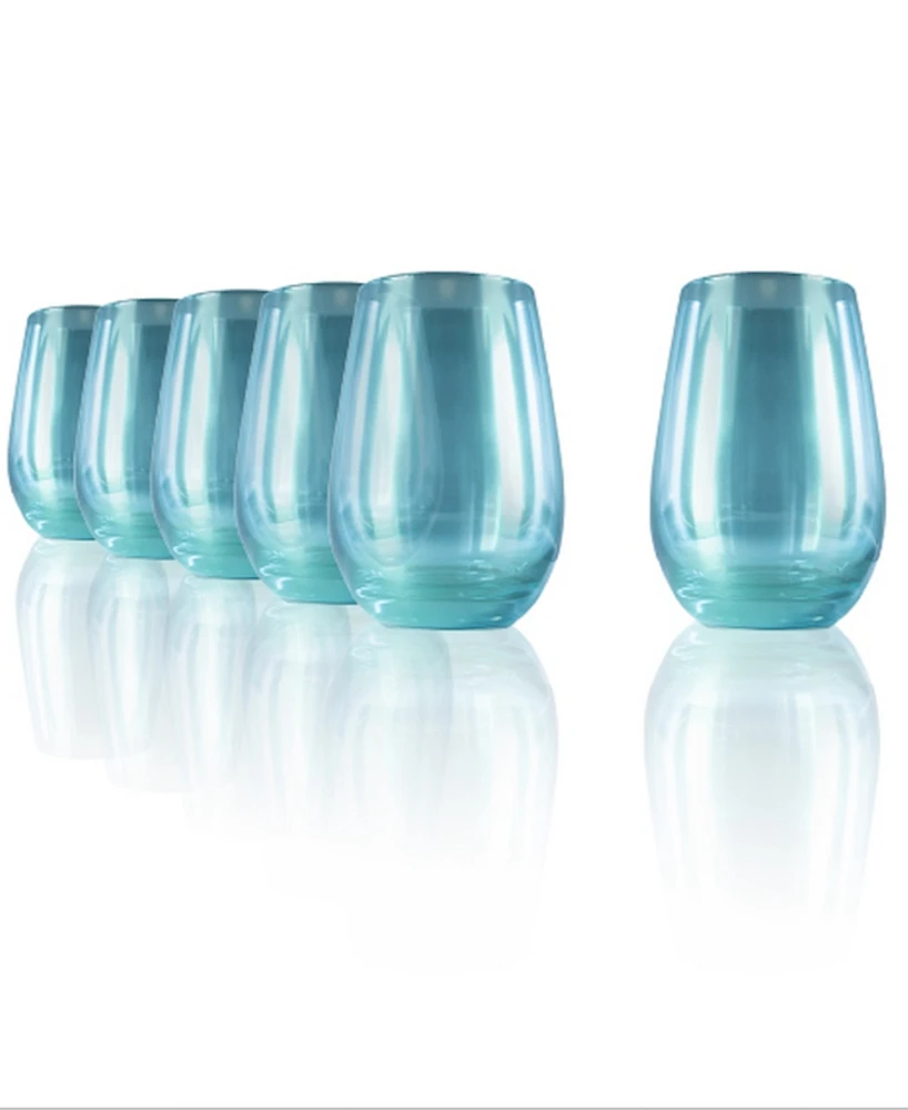 Stolzle Lausitz Mirrors Turquoise Tumblers, Set of 6