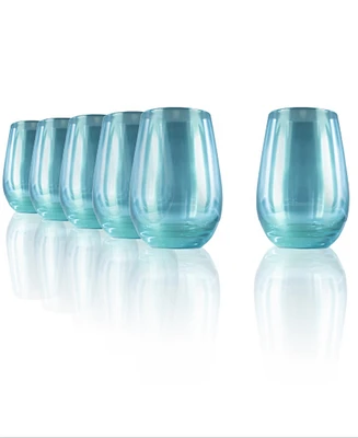 Stolzle Lausitz Mirrors Turquoise Tumblers, Set of 6