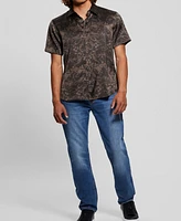 Guess Men's Short Sleeve Charm Decorative Button-Down Shirt