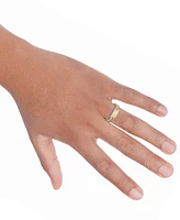 Men's Diagonally-Engraved Milgrain Detail Wedding Band Sterling Silver & 18k Gold-Plated