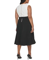 Calvin Klein Plus Belted A-Line Sleeveless Dress