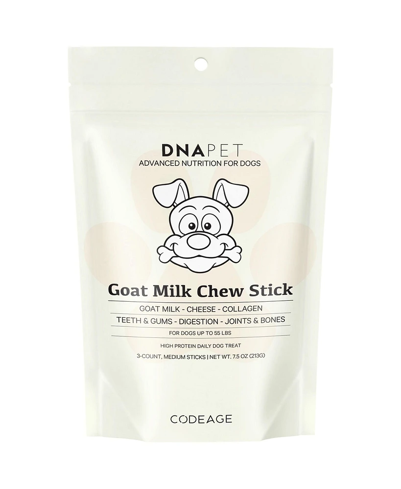 Goat Milk Chew Sticks for Dogs Supplement - High Protein, Beef Collagen, Cheese & Probiotics - Medium Dogs 20 to 55 Lbs