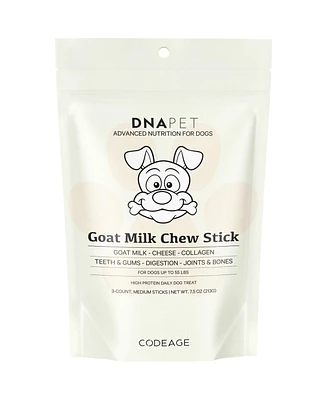 Goat Milk Chew Sticks for Dogs Supplement - High Protein, Beef Collagen, Cheese & Probiotics - Medium Dogs 20 to 55 Lbs