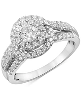 Diamond Double Halo Engagement Ring (1 ct. t.w.) in 14k White Gold