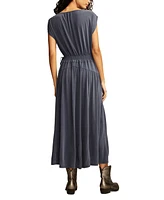 Lucky Brand Women's Sandwash Ruched Sleeveless Midi Dress