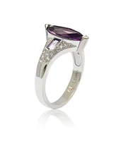 Suzy Levian Sterling Silver Purple Marquise Cubic Zirconia Ring