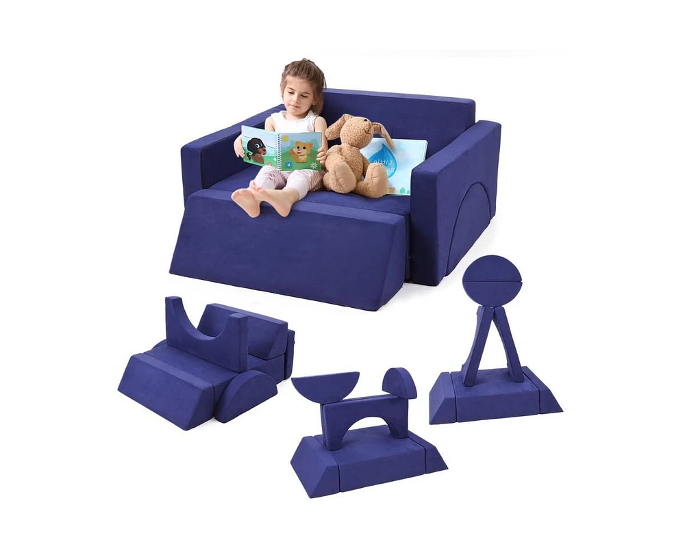 gaomon 7Pcs Kids Play Couch, Modular Kids Sofa Toddler Couch