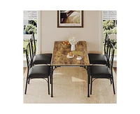 gaomon Dining Table Set for 4, Kitchen Table Set with Upholstered Bench, Dining Room Table Set for 4-6 with Cozy Cushion, 3 Piece Dining Table Set for