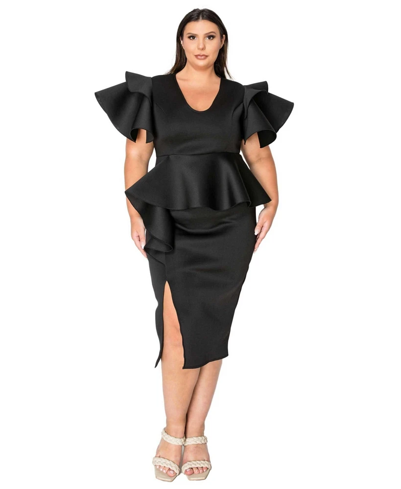 L I V D Plus Kira Neoprene Peplum Dress