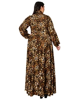 L I V D Plus Luciana Leopard Print Pocket Maxi Dress