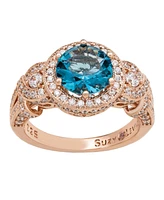 Suzy Levian New York Suzy Levian Sterling Silver Round Cubic Zirconia French Filigree Ring