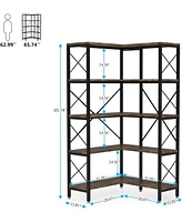 Tribesigns 5-Tier Tall Corner Shelf Storage Display Rack with Metal Frame,Large Modern Corner Bookcase