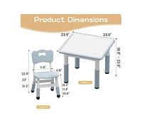 gaomon Toddler Table and 4 Chairs Set with Graffiti Desktop, Height Adjustable Kids Storage, Non-Slip Legs, Activity Ta