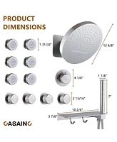 Casainc Shower System 12.6 Inch Round Wall Mounted Fixed Showerhead