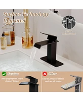 Casainc Single-handle Black Bathroom Faucet Waterfall Spout Sink Faucet