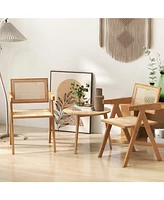 Givimo Set of 2 Rattan Accent Chairs with Natural Bamboo Frame