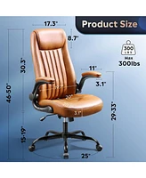 Devaise Computer Office Chair, High Back Ergonomic Desk Chair with Adjustable Flip-up Armrests, Lumbar Support and Thick Headrest