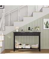 gaomon Console Table with 2 Drawers, Farmhouse Sofa Table with Storage Shelf