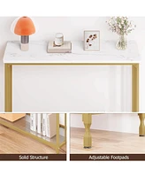 gaomon Console Table - 11.8" D x 33.5" W x 31.9" H, 2 Gold Shelves