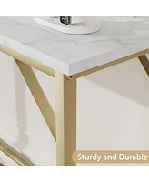 gaomon Console Table with Power Outlets & Usb Ports, Narrow Sofa Table with Charging Station