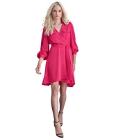 Dkny Women's Balloon-Sleeve Faux-Wrap Dress